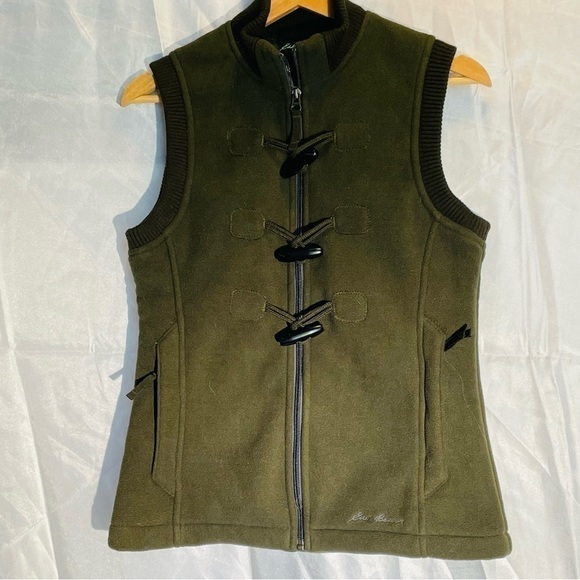 Eddie Bauer vest, Sz XS, Olive Green. Zip up, toggle closures.P2P 17” Length 24” - Picture 10 of 10